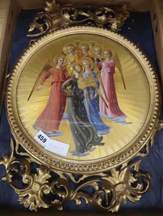 Florentine School, oil and gold leaf on wooden panel, Seraphim and Cherubim, tondo, 32cm